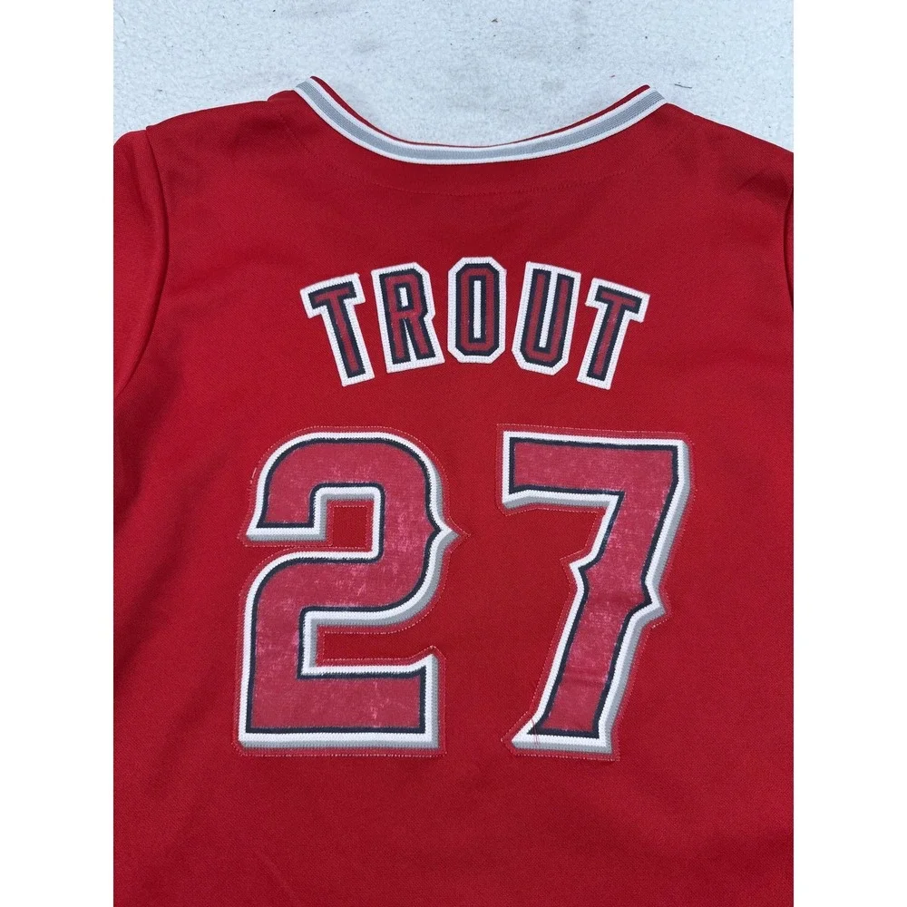 Los Angeles Angels Baseball Jersey Boys Medium Red Mike Trout Majestic MLB